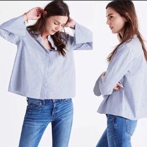 Madewell striped bell sleeve button down Shirt Size Large